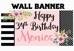 Large Happy Birthday Banners Happy Birthday Banner Birthday Blush Personalized Party