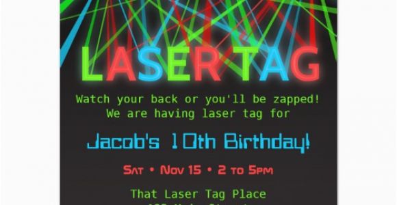 Laser Tag Birthday Invites Neon Words Laser Tag Birthday Party Invitations Zazzle