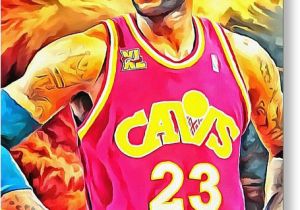 Lebron James Birthday Card Lebron James Basketball Art Portrait Painting Painting by