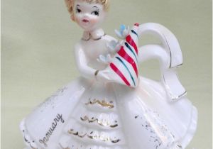 Lefton Birthday Girl Figurines Vintage Lefton Figurine January Birthday Girl Of the Month