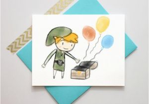 Legend Of Zelda Birthday Card Legend Of Zelda toon Link Birthday Card by Turtlessoup On Etsy