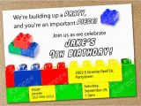 Lego Birthday Invitation Wording Building Brick Invitation Boy or Girl Printable