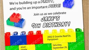 Lego Birthday Invitation Wording Building Brick Invitation Boy or Girl Printable