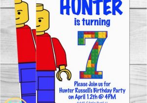 Lego Birthday Invitation Wording Lego Birthday Party Invitation Kids Party Lego Man