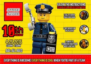 Lego City Birthday Invitations Lego Police Birthday Invitation