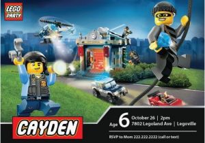 Lego City Birthday Invitations Lego Police Birthday Invitation