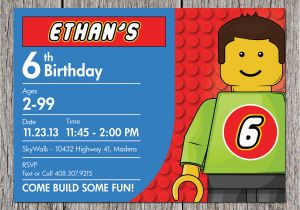 Lego themed Birthday Invitation Card Free Printable Lego Birthday Invitations Drevio