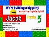 Lego themed Birthday Invitation Card Lego Birthday Invitation Lego Birthday Invitation for the