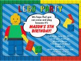 Lego themed Birthday Invitation Card Lego Birthday Party Invitations Construction Kids Birthday