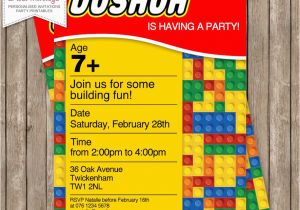 Lego themed Birthday Invitations Lego Party Printable Invitation orderecigsjuice Info