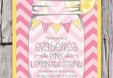 Lemonade Birthday Party Invitations Mason Jar and Chevrons Invitation Printable Pink