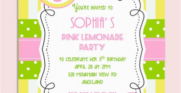Lemonade Birthday Party Invitations Pink Lemonade Birthday Party Invitation Personalized Diy