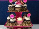 Leopard Birthday Decorations 3 Tier Leopard Cheetah Pink Swirls Cupcake by Luxepartysupply