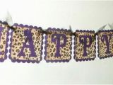 Leopard Print Happy Birthday Banner Happy Birthday Banner Purple Leopard Print by Justbeccuz