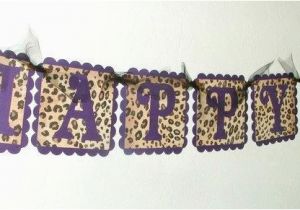 Leopard Print Happy Birthday Banner Happy Birthday Banner Purple Leopard Print by Justbeccuz