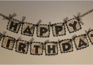 Leopard Print Happy Birthday Banner Leopard Birthday Banner Cheetah