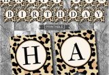Leopard Print Happy Birthday Banner Leopard Print Cheetah Print Birthday Party Decoration Banner