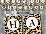 Leopard Print Happy Birthday Banner Leopard Print Cheetah Print Birthday Party Decoration Banner