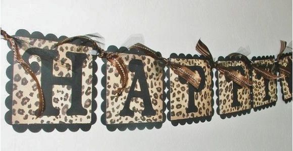 Leopard Print Happy Birthday Banner Leopard Print Happy Birthday Banner Black and by Justbeccuz