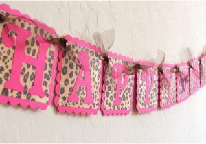 Leopard Print Happy Birthday Banner Pink Leopard Print Happy Birthday Banner with by Justbeccuz