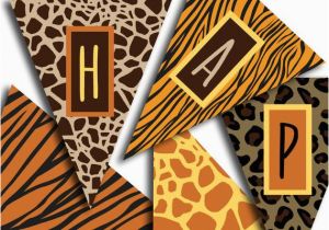 Leopard Print Happy Birthday Banner Safari Birthday Banner Happy Birthday Banner Jungle