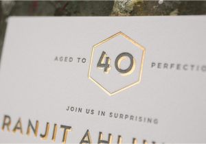 Letterpress Birthday Invitations Foil Letterpress fortieth Birthday Invitations Bella