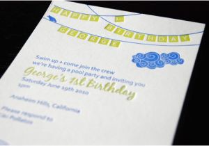 Letterpress Birthday Invitations Kids Party Invitations