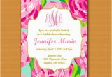 Lilly Pulitzer Birthday Invitations Lilly Pulitzer Inspired Invitation Monogrammed