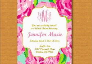 Lilly Pulitzer Birthday Invitations Lilly Pulitzer Inspired Invitation Monogrammed