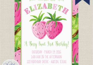 Lilly Pulitzer Birthday Invitations Strawberry Birthday Invitation Lilly Pulitzer Invitation