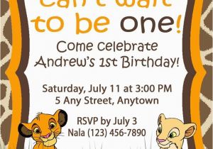 Lion King 1st Birthday Invitations Birthday Invitation Simba theme