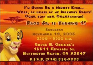Lion King 1st Birthday Invitations Lion King Simba Birthday Party Invitation Contact