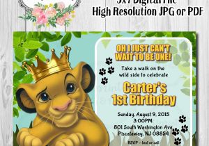 Lion King 1st Birthday Invitations Simba King Jungle Invitation Simba with Crown Invite Lion