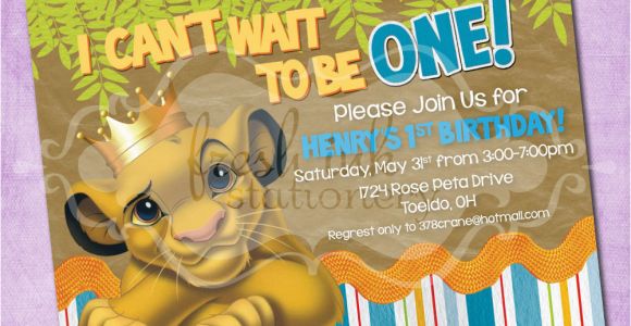 Lion King 1st Birthday Invitations Simba Lion King Birthday Invitation