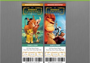 Lion King Birthday Party Invitations the Lion King Birthday Ticket Invitations Instant