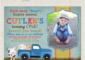 Little Blue Truck Birthday Invitations Items Similar to Little Blue Truck Custom Birthday Party