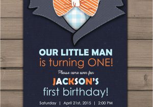 Little Man First Birthday Invitations Little Man Birthday Invitation Baby Boy Invite Blue Gray