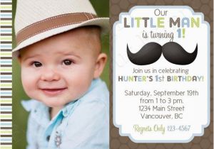 Little Man First Birthday Invitations Little Man Mustache Birthday Invitation Free Thank You