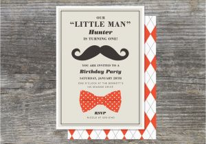 Little Man First Birthday Invitations Little Man Party Invitation First Year by Brightsideprints