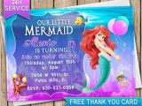 Little Mermaid Birthday Invites Little Mermaid Ariel Birthday Invitation Card Invite Birthday