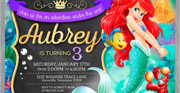 Little Mermaid Birthday Invites Little Mermaid Invitation Disney Ariel Invite Little