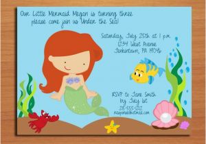 Little Mermaid Printable Birthday Card Ariel Little Mermaid Princess Birthday Party Invitation