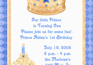 Little Prince 1st Birthday Invitations Blue Prince 1st Birthday Party Invitations