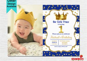 Little Prince 1st Birthday Invitations Prince Birthday Invitation Royal Blue Gold Birthday