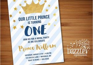 Little Prince 1st Birthday Invitations Printable Navy Blue and Gold Little Prince Birthday