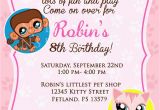 Littlest Pet Shop Birthday Invitations 20 Birthday Invitations Cards Sample Wording Printable