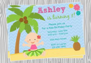 Luau 1st Birthday Invitations Diy Luau Baby Girl First Birthday Invitation Coordinating