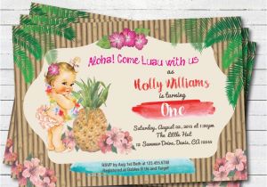 Luau 1st Birthday Invitations Luau 1st First Birthday Invitation Girl Boy Vintage Baby