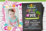 Luau 1st Birthday Invitations Luau Birthday Invitation Girl 1st First Birthday Invitation