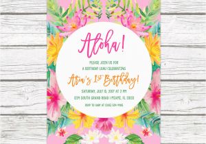 Luau 1st Birthday Invitations Tropical Birthday Invitation Luau Birthday Invitation